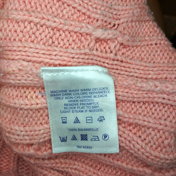 Land's End Drifter Cable Crew Neck Sweater In Cameo Pink/Clay Bisque Heather - Picture 8 of 10